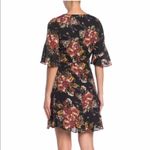 June and Hudson Wrap Mini Dress Floral Print Black Orange Brown Size L NWT $90 Photo 2