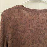 Caribbean Joe EUC |  women’s floral waffle knit puff sleeve‎ brown shirt large Photo 5