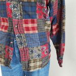 Vintage 90s Class Club Patchwork Plaid Bandana Print Cotton Button Down Shirt M Blue Size M Photo 2