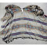 Mudd Womens Poncho Wrap Sweater Tan Aztec Fringe Southwestern Oversized Boho NEW Photo 10
