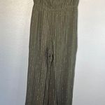 Forever 21 NWT Tube Jumpsuit High Waisted Pants Olive Gold Pinstripe sz M Photo 0