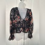 Nasty Gal  Black Floral Sheer Top Size 4 EUC Photo 1