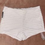 Missguided  White Ribbed Ruffle Shorts Photo 3