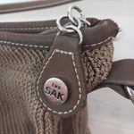 The Sak Brown Knit Buckle Strap Logo Zipper Pull Shoulder Bag Photo 5