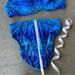 Jantzen Vintage 90s  blue metallic diamond print high cut bikini swimsuit set Photo 3
