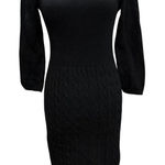Ralph Lauren Lauren Cable Knit Sweater Dress S Black 3/4 Stretch Preppy Classic Photo 0