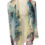 Silk Blend Scarf Asian Geisha Floral Print 66 x 19 Rectangle Art Wall Decor Blue Photo 0