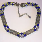Chico's  Vintage Blue & Yellow Silver Tone Beaded Boho Necklace Photo 7