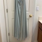 BHLDN Diana Sage green mint gown ruffle slit med Photo 11