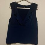 George Ruffle Tank Top Shirt | Business Casual Blue Size XL Photo 0