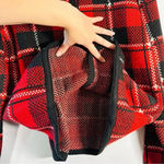 Liz Baker Vintage  Plaid Red White Black Heavy Knit Cardigan Embellished Buttons Photo 4