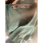 ZARA Short Sleeve V Neck Shorts Romper Lined Button Zip Back XS Green #3183 Photo 6