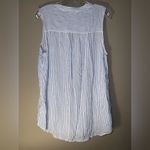 BeachLunchLounge Blue and White Striped Blouse 100% rayon Large #724 Photo 3