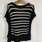 Free People  Black Cream StripedSweater Sz Small Photo 2