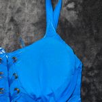 Michael Kors Solid Rib Lace-Up Bikini Top in Vintage Blue Photo 19