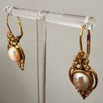 Gold Tone Victorian Style Earrings With Pearls Gold Photo 3