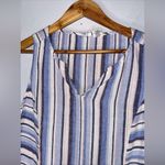 Artisan NY  linen‎ dress Blue White Stripe V Neck Sleeveless Medium Photo 2