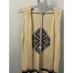 Janice Womens One Size Sleeveless Knit Vest Fringe Cream Black Boho Chic Black Photo 1