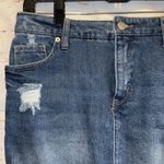 Wild Fable Skirt Womens 12 Dark Blue Denim Distressed Mini Short Fringe Raw Edge Photo 1