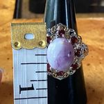 Rare Tiffany Stone Red Garnet Sterling Silver Cocktail Ring Size 7 White Photo 5