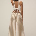 Anthropologie Tan and White Striped Wide-Leg Pants Photo 4