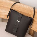 Black Vegan Leather Bucket Bag Photo 1