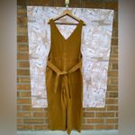 Alex Mill Womens Ollie Jumpsuit Sleeveless Cropped Denim Golden Khaki NWT XL Tan Photo 3