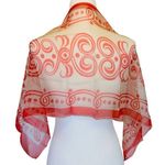 Vintage 60's 70's Red & Gray Cream Swirls & Dots Pattern Retro 16x40‎ Photo 0