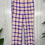 Anthropologie Maeve Susanna Flare Pants Colorful Plaid size S Small Photo 2