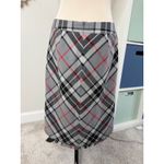 Vtg Vintage Gray Black Red Plaid Holiday Wool Blend Fringe Skirt 12 Christmas Photo 1
