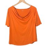 Garnet Hill  Women’s Orange Cowl Neck Short Sleeve Shirt Size Small Photo 0