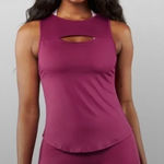 Buffbunny Collection BuffBunny Botanical‎ Tank Top Women's XS Pink Berry Cutout Open Back Curved Hem Photo 0