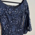 Betsy and Adam  Women's Off Shoulder Sequin Dress in Navy Blue Photo 3