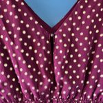 Charming Charlie A Line L Burgundy Wine Gold Polka Dot Deep V Neck Sleeveless Photo 5