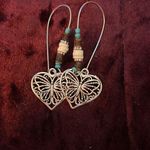 Handmade Silver Heart w/ Butterfly Turquoise and White Beads New Photo 1