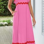 Pink and Red Ruffle Maxi Dress Size M Photo 1