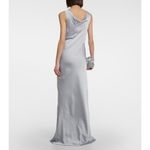 Norma Kamali Maria Gown in Silver Small New Womens Long Maxi grey dress Photo 13