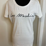 Love moschino  White Tee with Black Script Size 8 Photo 0