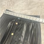 ZARA Pleated Mini Skirt Women's XS Black Vegan Leather Button Accent Photo 8