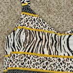 MSK XL Animal Print Maxi Dress Zebra Leopard Cheetah Gold Side Slits Resort Sexy Photo 2