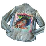 Via Penny Lane Reworked Apparel | Journey Custom Chambray Button Up Shirt Blue Size M Photo 1