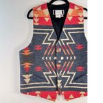 Stark Womens Vest Gray V Neck Slim Fit Waistcoat Wool Southwestern Aztec Large Orange Photo 3