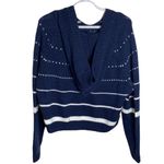 John + Jenn striped navy white combo cropped sweater hoodie size S Photo 25