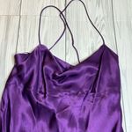 ZARA NWT  Purple Satin  lingerie style cowl neck tie back mini dress XL Photo 6
