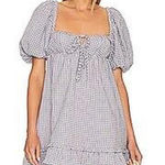 Majorelle  Revolve Clementine blue & white gingham puff sleeve milkmaid minidress Photo 0