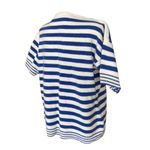 Vintage Blue White Nautical Stripe Henley Knit Short Sleeve Shirt Size Medium Photo 3