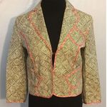 The Limited Womens  Brown Ivory Geometric Print Blazer with Pink Floral Trim XS Photo 0