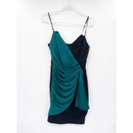 Jill Stuart Jill  Teal Green & Black Two-Tone Draped Strapless Mini Dress Size 8 Photo 2