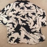 Navy & Cream Doves Button Up Dress Shirt Blue Size M Photo 1