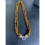 Judith Ripka QVC  Sterling Silver 925 Tiger's Eye Beaded 2 Strand Necklace 18" Photo 5